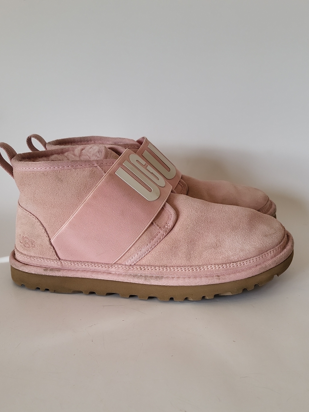 UGG Neumel II Graphic Elastic Band Slip-On Pink Suede Boots Size 7